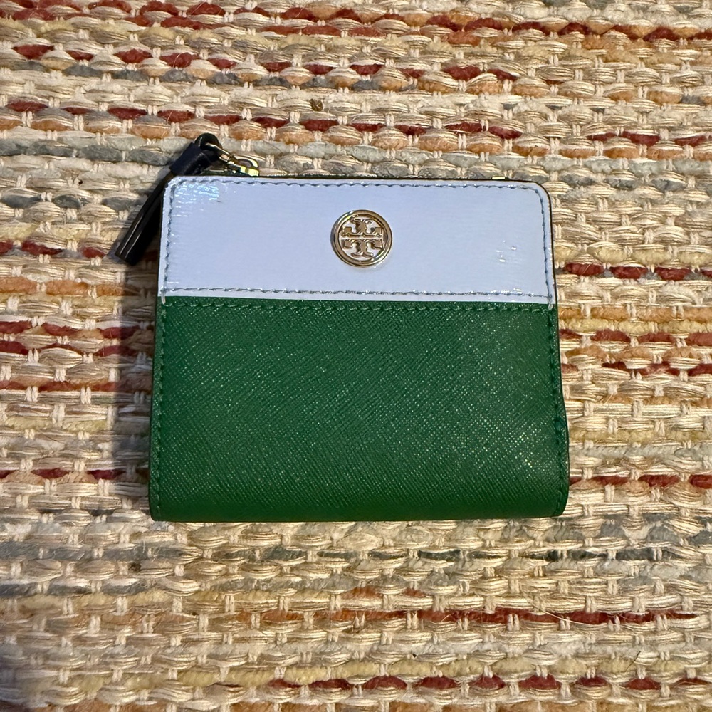 Tory Burch Green and White Wallet